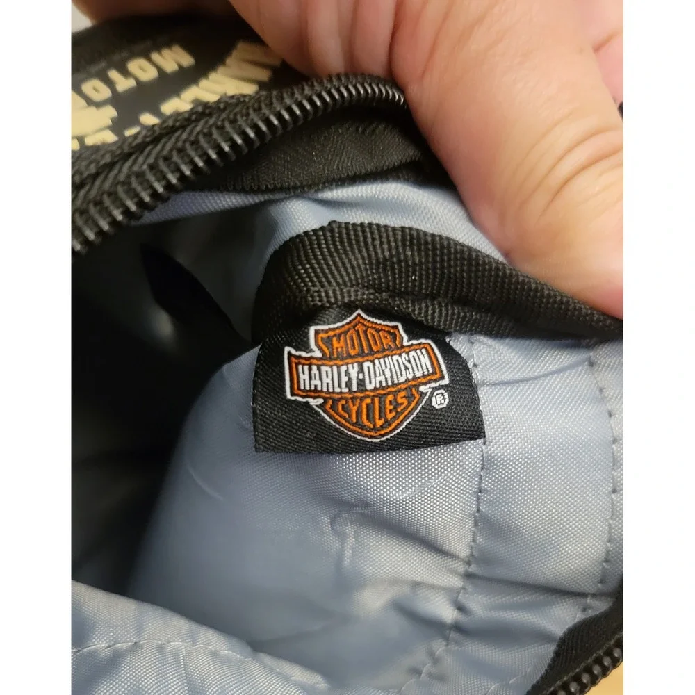 Harley Davidson Crossbody Travel Bag Black 3 Zipper Utility Pouch Purse
